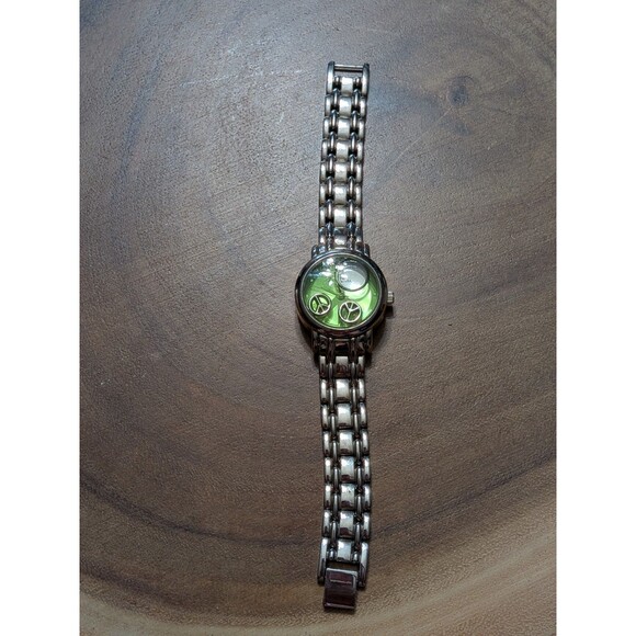 Zou Zou Women’s Quartz Watch - Peace Sign Detail, Groovy Green Dial, Y2K Style - Picture 1 of 7